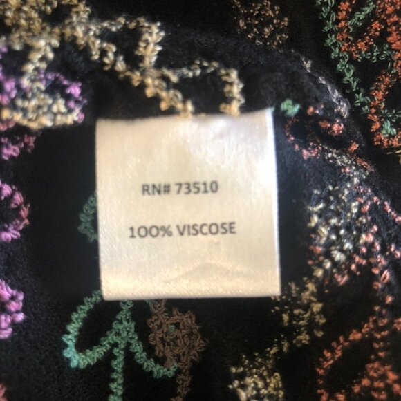 Long Line Size Small Black Multicolor Embroidered Tunic Top Asymmetrical Bell Sl - Picture 10 of 12